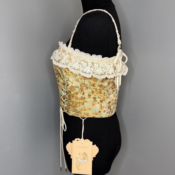 NWT Lacemade Van Gogh Sunflower Corset Top M Victorian Cottage Bridgerton Boho - Picture 5 of 11